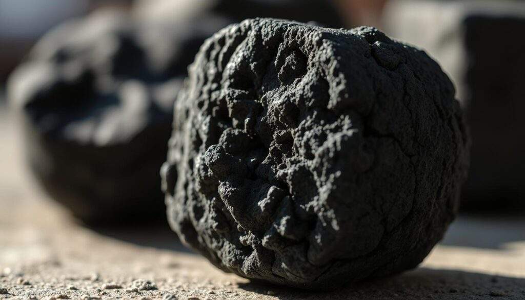 A close-up view of an ekogroszek coal briquette, showcasing its intricate structure and textured surface. The image is captured with an iPhone 16 Pro Max, highlighting the material's natural beauty and complexity. The lighting is soft and diffused, casting gentle shadows that accentuate the briquette's contours. The background is blurred, keeping the focus on the ekogroszek and its unique properties. The overall mood is one of curiosity and appreciation for the engineering and science behind this efficient and environmentally-friendly fuel source. A close-up view of an ekogroszek coal briquette, showcasing its intricate structure and textured surface. The image is captured with an iPhone 16 Pro Max, highlighting the material's natural beauty and complexity. The lighting is soft and diffused, casting gentle shadows that accentuate the briquette's contours. The background is blurred, keeping the focus on the ekogroszek and its unique properties. The overall mood is one of curiosity and appreciation for the engineering and science behind this efficient and environmentally-friendly fuel source.
