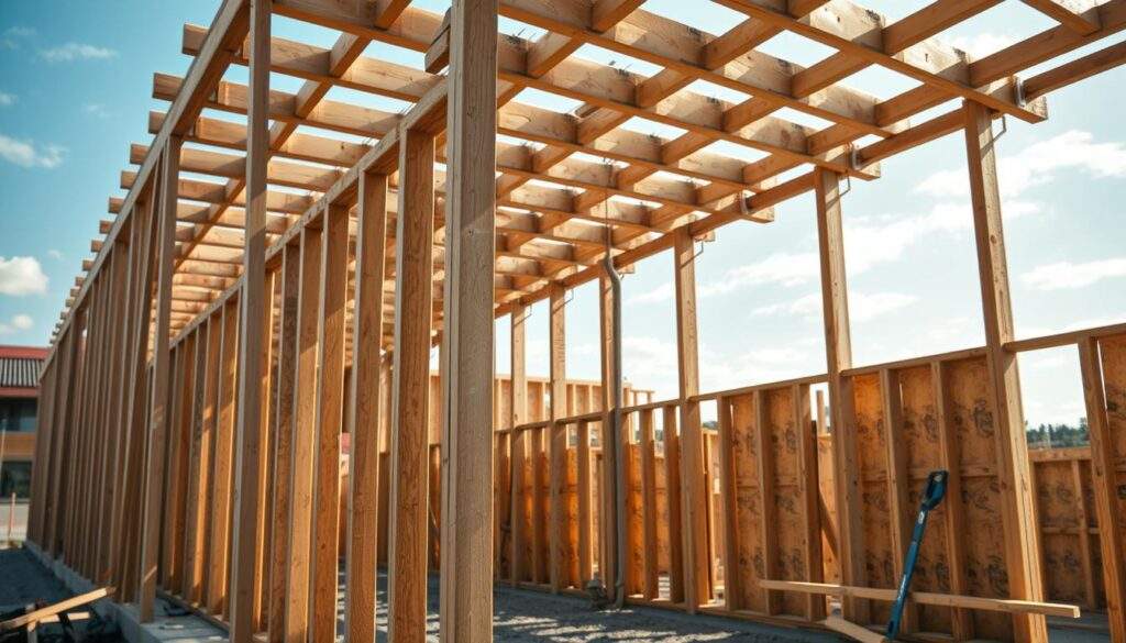 A construction site on a sunny day, showcasing the intricate framework of wooden formwork, known as "szalunki". The scene is captured by a professional iPhone 16 Pro Max camera, with a focus on the intricate patterns and textures of the wooden panels, the sturdy supports, and the intricate joinery that forms the foundation for the upcoming concrete pour. The lighting is soft and natural, casting subtle shadows that accentuate the depth and structure of the formwork. The background is blurred, drawing the viewer's attention to the central focus of the image - the szalunki, their purpose, and their role in the construction process. A construction site on a sunny day, showcasing the intricate framework of wooden formwork, known as "szalunki". The scene is captured by a professional iPhone 16 Pro Max camera, with a focus on the intricate patterns and textures of the wooden panels, the sturdy supports, and the intricate joinery that forms the foundation for the upcoming concrete pour. The lighting is soft and natural, casting subtle shadows that accentuate the depth and structure of the formwork. The background is blurred, drawing the viewer's attention to the central focus of the image - the szalunki, their purpose, and their role in the construction process.