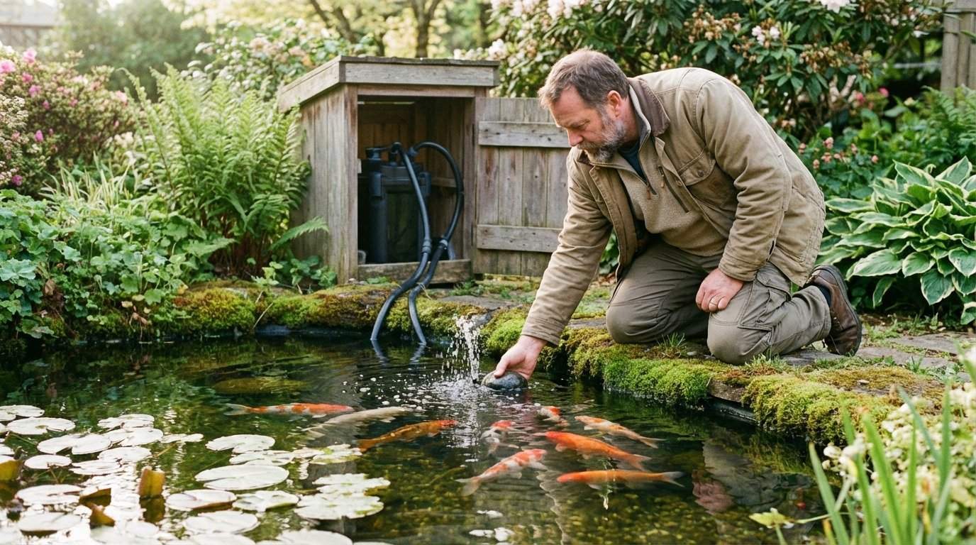 Filtracja i napowietrzanie w oczku wodnym dla zdrowych ryb