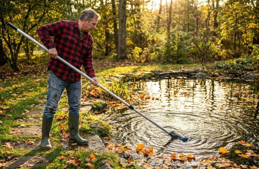 Jesienne sprzątanie stawu: jak odkurzyć liście i szlam przed zimą