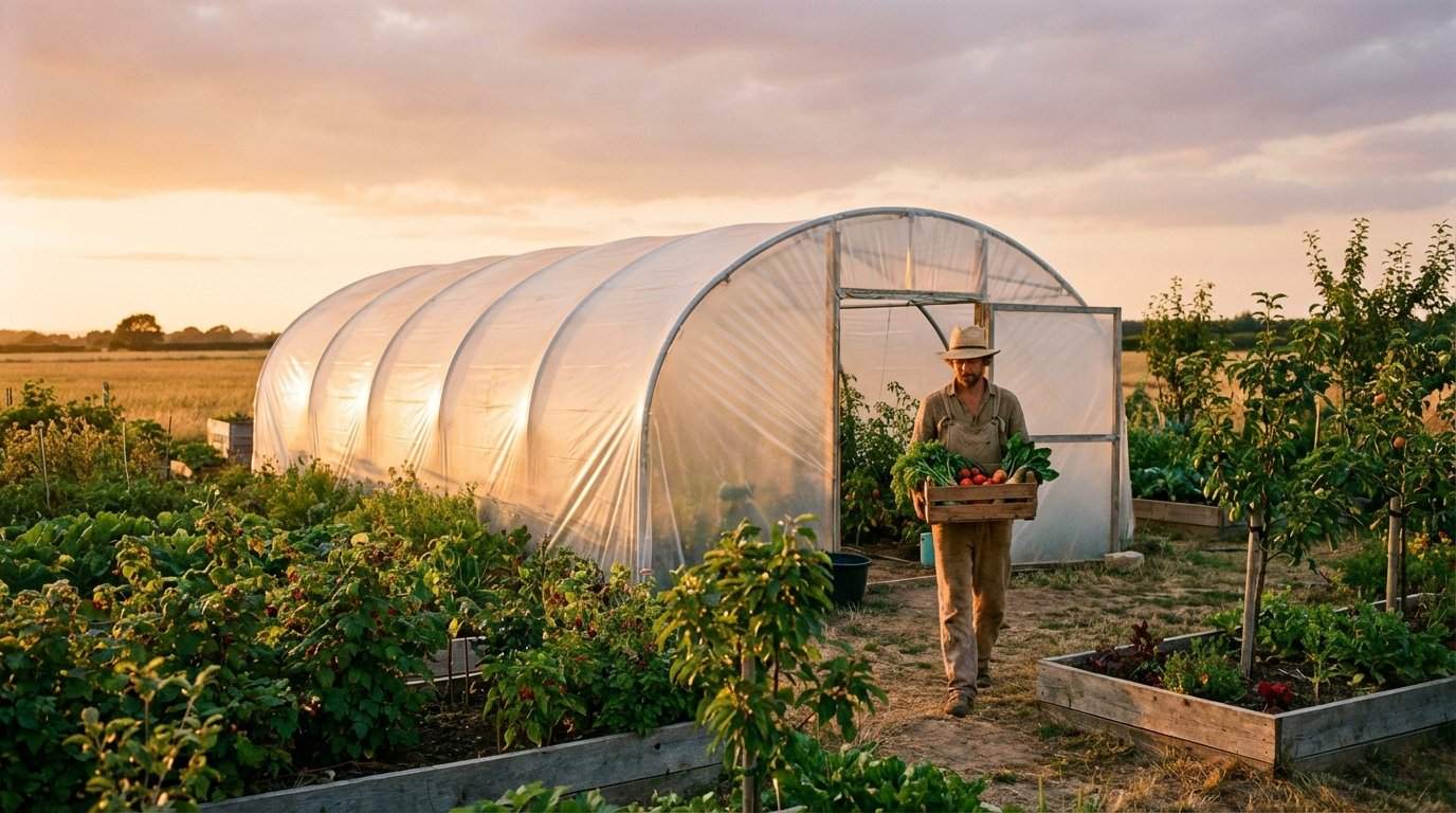 A wide shot of a lush