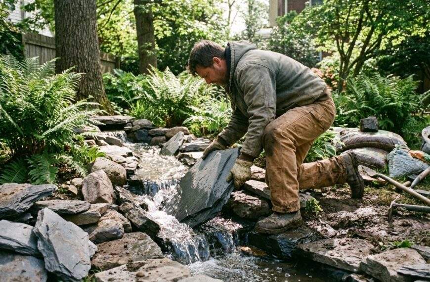 Jak uzyskać naturalny efekt "dzikiego" strumienia przy użyciu łupka górskiego?