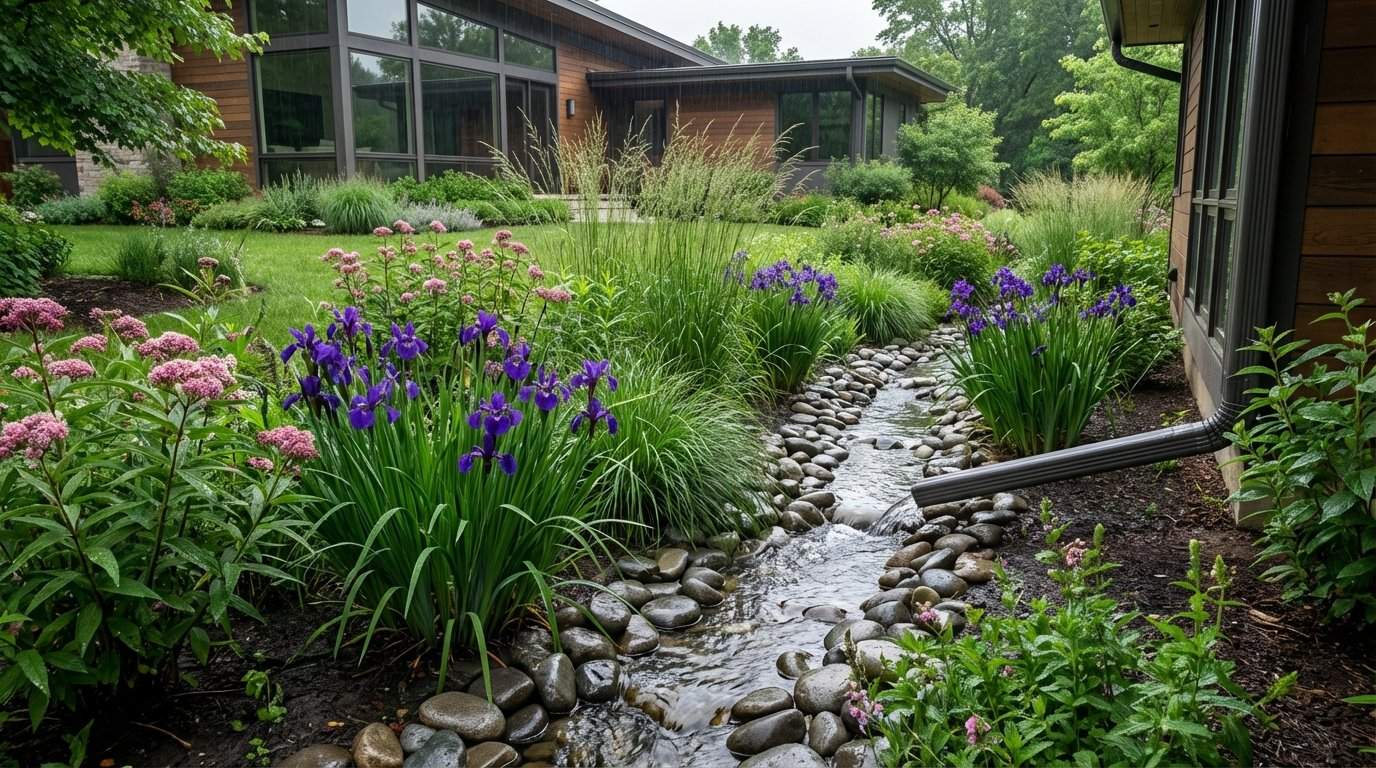 Wide-angle eye-level shot of a lush