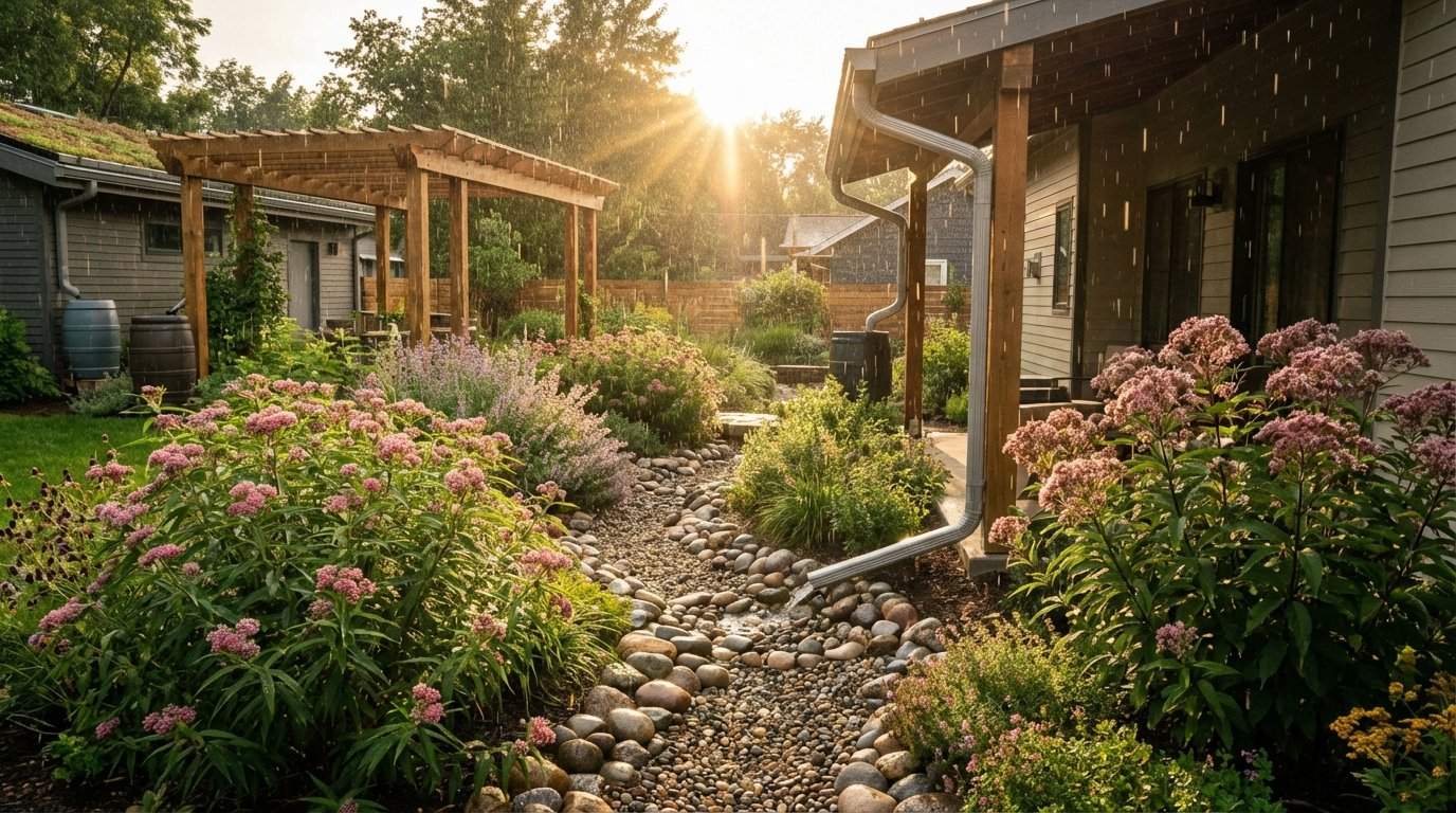 Wide-angle eye-level shot of a lush